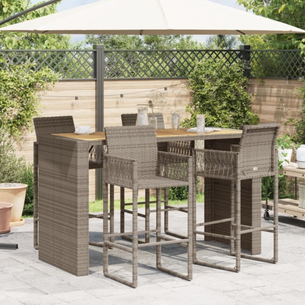vidaXL Garten-Bartisch mit Holzplatte Grau 185x80x110 cm Polyrattan 368701 Bild 10