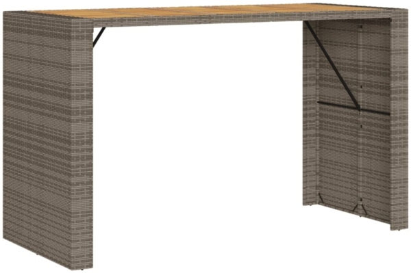 vidaXL Garten-Bartisch mit Holzplatte Grau 185x80x110 cm Polyrattan 368701 Bild 6