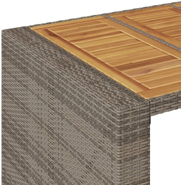 vidaXL Garten-Bartisch mit Holzplatte Grau 185x80x110 cm Polyrattan 368701 Bild 5