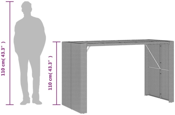vidaXL Garten-Bartisch mit Holzplatte Grau 185x80x110 cm Polyrattan 368701 Bild 2