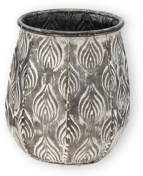 colourliving Blumentopf Pflanztopf Zinktopf Cauldron Serie Old Grey 19cm (1 St, 3x Pflanztöpfe), langlebig, dekorativ, handbemalt