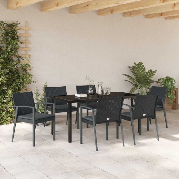 vidaXL Garten Essgruppe 7 pcs Schwarz Poly Rattan 3379069 Bild 3