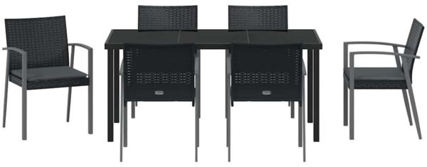 vidaXL Garten Essgruppe 7 pcs Schwarz Poly Rattan 3379069 Bild 6