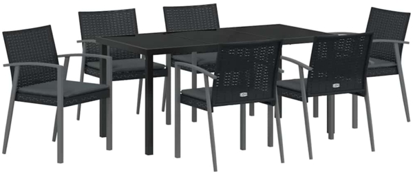 vidaXL Garten Essgruppe 7 pcs Schwarz Poly Rattan 3379069 Bild 1