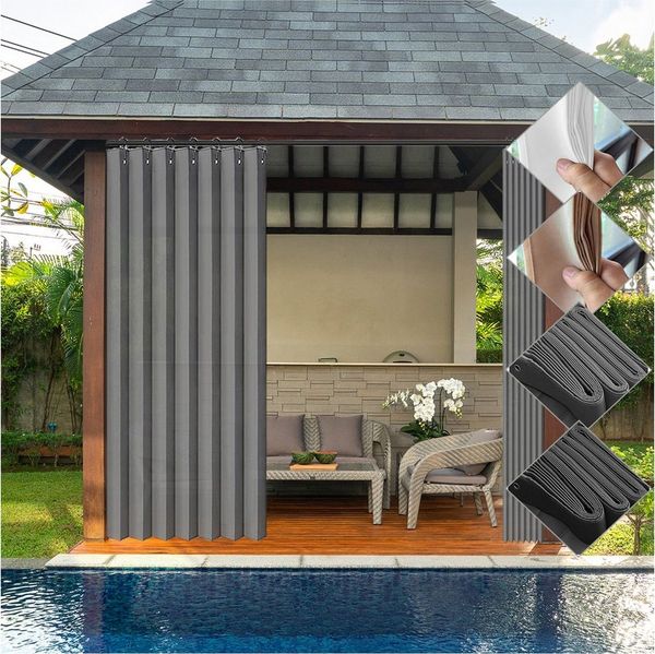 Jibenhome Outdoorvorhang Sichtschutz Vorhang Raumteiler, Wasserabweisend Lamellenvorhang (1 St), für Rasen, Garten, Schnurloser Duschvorhang, Türvorhang