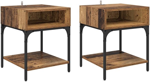 vidaXL Nachttisch 2 pcs Altholz 40 x 40 x 50 cm Holzwerkstoff 881813 Bild 2
