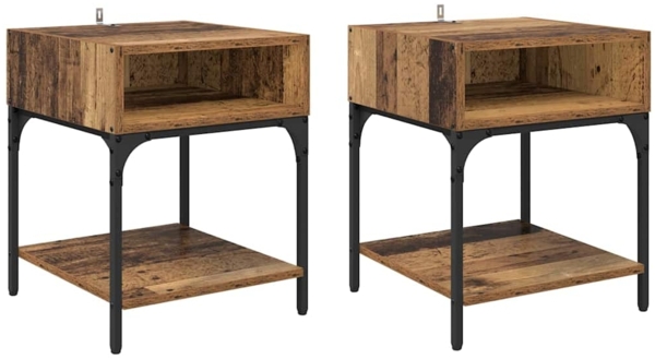 vidaXL Nachttisch 2 pcs Altholz 40 x 40 x 50 cm Holzwerkstoff 881813