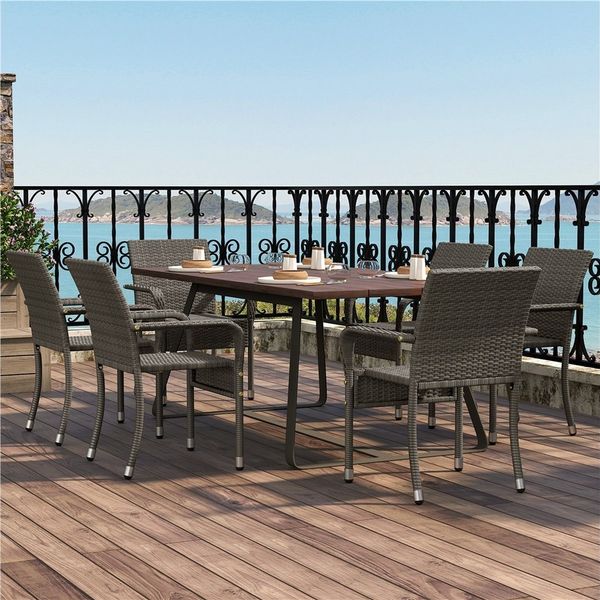 Yaheetech Gartenstuhl 2/4/6er-Set Esszimmerstuhl Rattan-Optik mit Metallbeinen (2 St), Küchenstuhl fürs Esszimmer/Balkon/Terrasse
