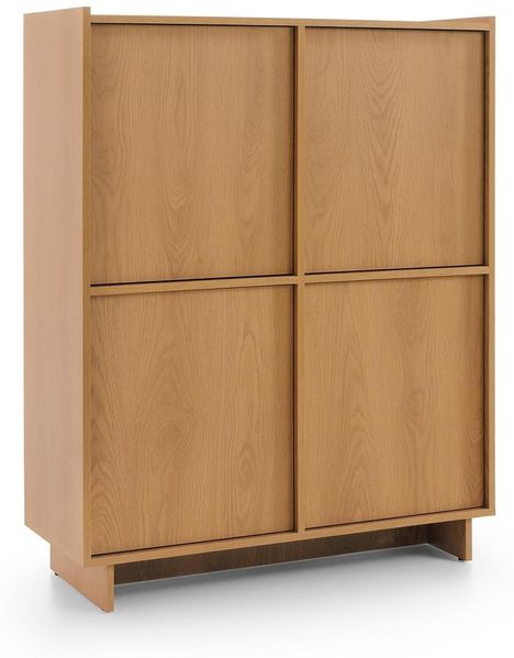 Bettso 'Suna' Highboard mit 4 Türen, im Japandi-Stil, Holzwerkstoff Eiche Caramel 83x39x98 cm