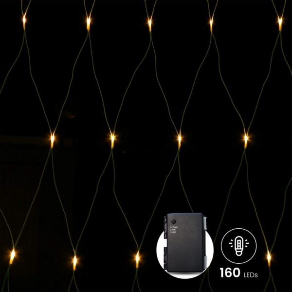 Gartenpirat Lichternetz mit warmweißen LEDs und Timer Batteriebetrieben