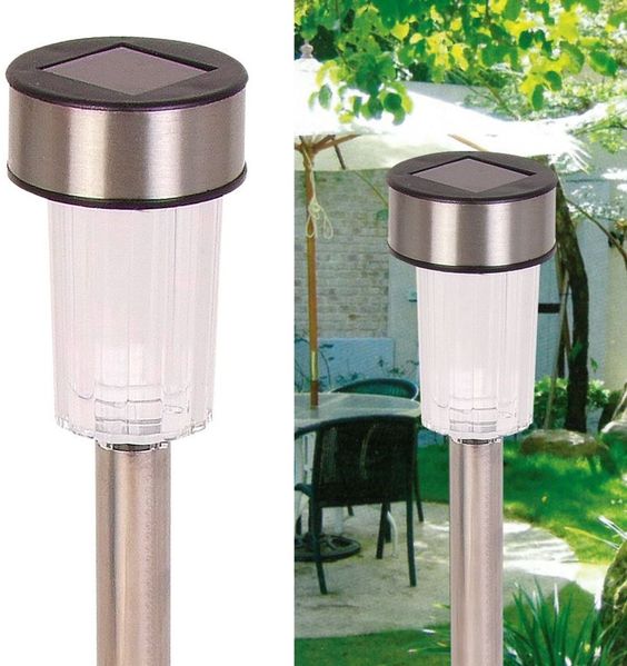 Solar-Gartenleuchten aus Edelstahl 10er-Set Solarlampe Gartenlampe Außenleuchte
