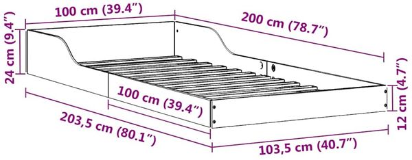 vidaXL Bettrahmen Wachsbraun 100 x 200 cm Massives Kiefernholz 873330 Bild 11