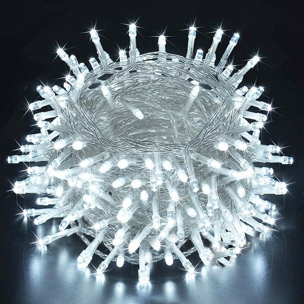 Merry 2024 LED-Lichterkette LED-Lichterkette 20m/30m/50m/100 m,für Weihnachten, 8 Modi,Timer,Speicherfunktion,für Hof Hochzeit Weihnachtsfeier