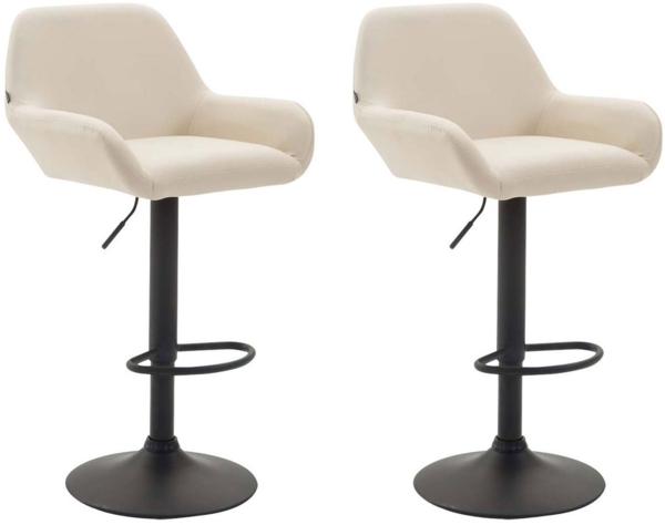TPFLiving Barhocker Bragnum mit bequemer Rückenlehne und angenehmer Fußstütze (Set, 2 St, Barstuhl Hocker für Theke & Küche - Sitzfläche 360° drehbar), Gestell Metall schwarz matt - Sitzfläche: Kunstleder Creme
