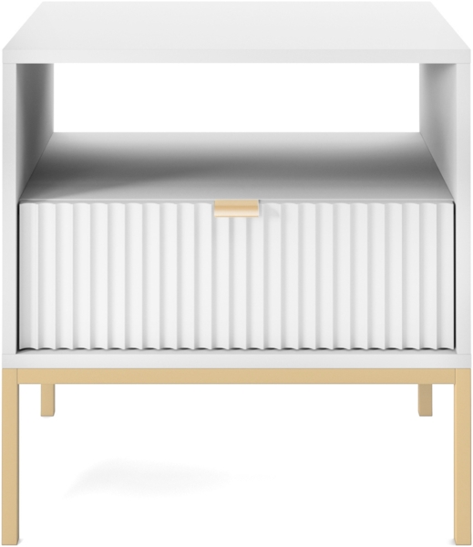 Selsey 'Vellore' Nachttisch mit Schublade, Weiß mit goldenen Beinen, ca. 56 x 54 x 39 cm Bild 4