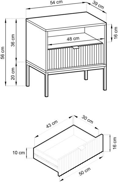 Selsey 'Vellore' Nachttisch mit Schublade, Weiß mit goldenen Beinen, ca. 56 x 54 x 39 cm Bild 5