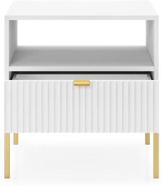 Selsey 'Vellore' Nachttisch mit Schublade, Weiß mit goldenen Beinen, ca. 56 x 54 x 39 cm Bild 3