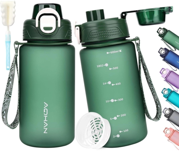 AOHAN Trinkflasche 600ml BPA Frei Sport Wasserflasche Auslaufsicher Grün