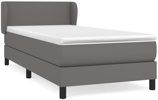 vidaXL Boxspringbett mit Matratze Grau 90x190 cm Kunstleder 3127167
