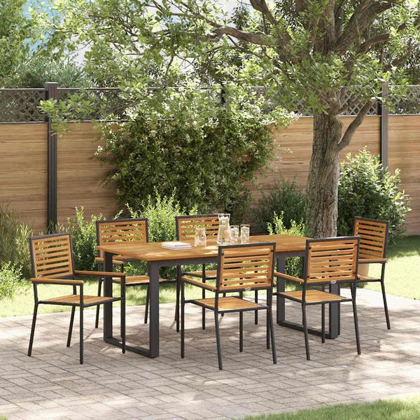 vidaXL Garten Essgruppe 7 pcs Schwarz Massivholz Akazie 3365463