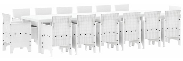 vidaXL Garten Essgruppe 15 pcs Weiß Polt Rattan 3378645 Bild 1