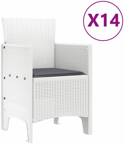 vidaXL Garten Essgruppe 15 pcs Weiß Polt Rattan 3378645 Bild 4