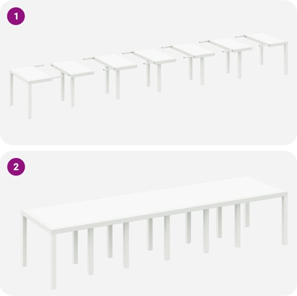 vidaXL Garten Essgruppe 15 pcs Weiß Polt Rattan 3378645 Bild 9