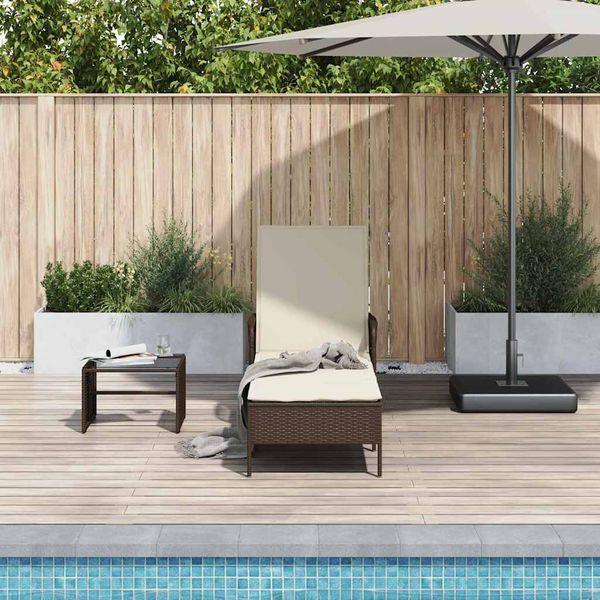vidaXL Sonnenliege Braun und Creme Weiß 55 x 200 x 92 cm Poly-Rattan 365426
