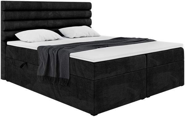 MEBLINI Boxspringbett KARIM 200x220 cm mit Bettkasten - H4/Schwarz Samt Polsterbett - Doppelbett mit Topper & Taschenfederkern-Matratze Bild 2