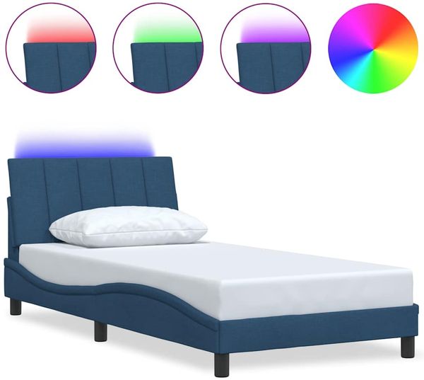 Einzelbettgestell Design für Erwachsene ohne Matratze Blau 100x200 cm Stoff d3984e