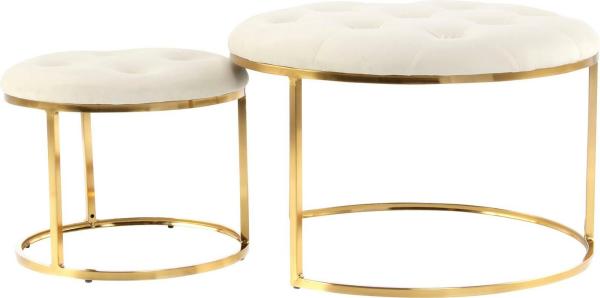 Hocker Becky 825 2er-Set Elfenbein / Gold