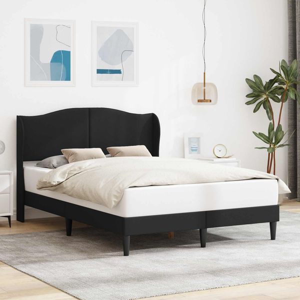 vidaXL Bettrahmen mit Kopfteil Schwarz 140 x 190 cm Kunstleder 42027853