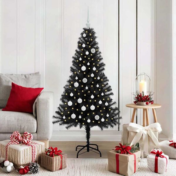 vidaXL Weihnachtsbaum mit 150 LEDs mit Ständer Schwarz 150 cm PVC 3396468