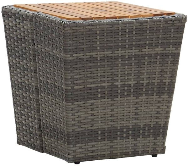 Gartentisch, Beistelltisch, Balkontisch Grau 41,5×41,5×43 cm Poly Rattan & Massivholz