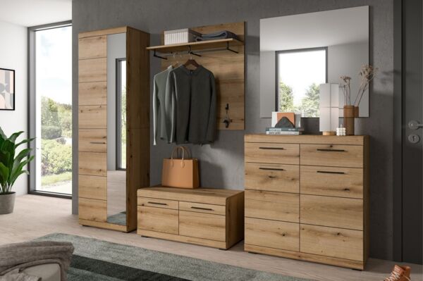 furnling Kommode Scott, 2 Schubladen, 2 Türen, Breite 90 cm, Evoke Oak Nachbildung