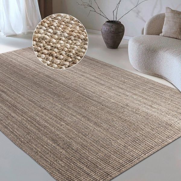 my home Teppich Avot Juteteppich, rechteckig, Höhe: 10 mm, 100% Jutefaser, Natur, nachhaltig,Esszimmer, Läufer, Wohnzimmer,Skandi