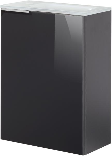 Fackelmann SBC KARA Gäste WC Set 2-teilig 45cm, Anthrazit, rechts, Glas Weiß