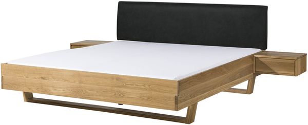 Bett mit Nachttischen Fichte 160x200x85 natur gebeizt / geölt, Kopfteil anthrazit FICHTELBERG #46