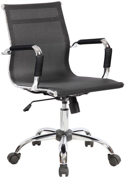 Dmora Stuhl mit Rädern Placida, Chefsessel mit Armlehnen, Ergonomischer Bürostuhl, Schwarz, 62x54h92/102 cm