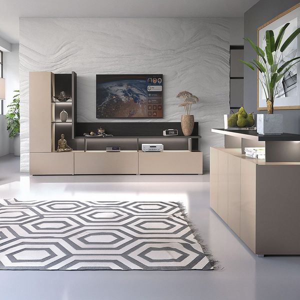 Lomadox Wohnzimmer-Set SELCE-83, (Mega-Spar-Set, 2-St, 2-tlg), in beige mit anthrazit inkl. Beleuchtung, griffloses Design