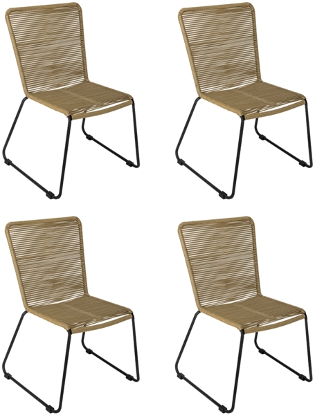 Gartenstuhl Outdoor-Seilstuhl Farbe Taupe mit Eisen-Gestell in schwarz ISRA (4er Set) 136312372