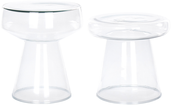 Beistelltisch 2er Set Glas transparent rund LAGUNA CALDERA