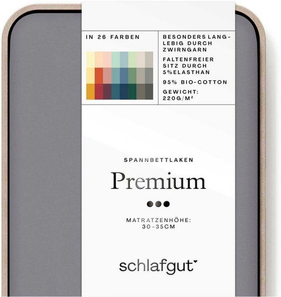 Schlafgut Spannbettlaken Premium, Gummizug: rundum, (1 Stück), Mako-Zwirn-Jersey, Grey Mid, XL 180x200cm - 200x220cm Bild 2