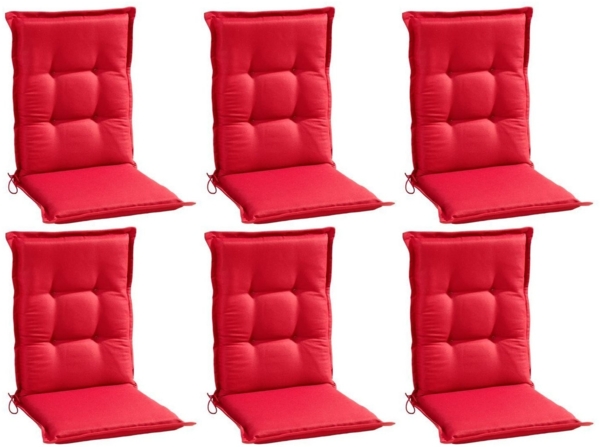 GO-DE Polsterauflage REDSUN, 50 x 108 cm, Rot, Polyester, (Set, 6 St), Gartenstuhlauflage für Hochlehner