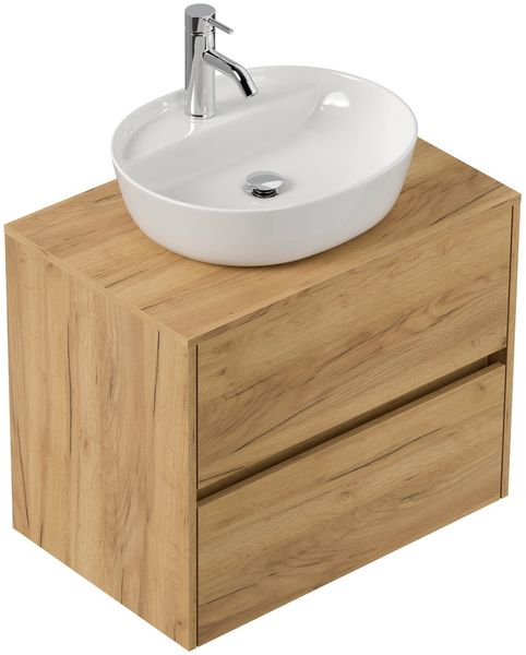 Badmöbel Taifun 80cm mit ovalem Aufsatzwaschbecken eiche gold : Eiche Gold