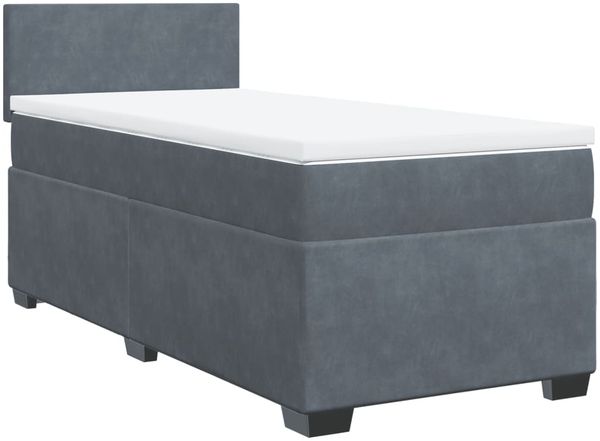 vidaXL Boxspringbett mit Matratze Dunkelgrau 90x200 cm Samt 3288505 Bild 3