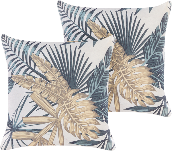 Kissen 2er Set Pflanzenmuster TAGETES 45 x 45 cm Bunt