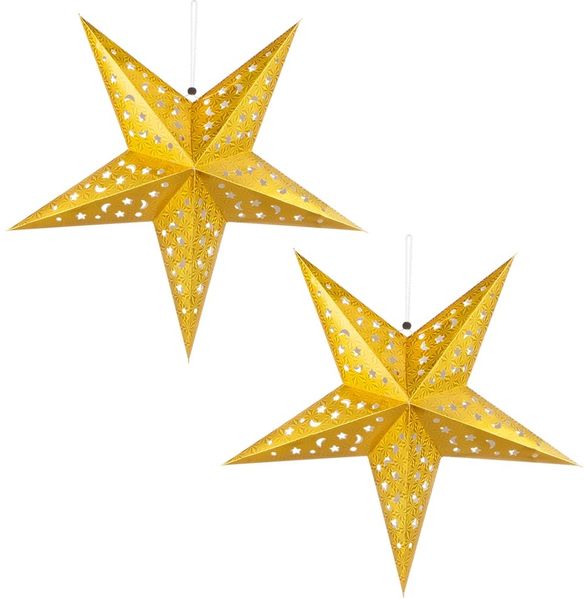 2er Set LED Weihnachtsstern Hängelampe, gold, 57 cm X-MAS