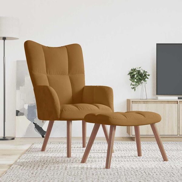 vidaXL Relaxsessel mit Hocker Braun Samt [328070]