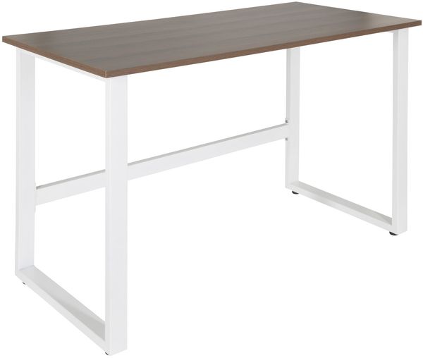 hjh OFFICE Schreibtisch WORKSPACE LIGHT I Melaminharzbeschichtete Spanplatte, Gestell pulverbeschichteter Stahl Walnuss/Weiß Bild 5